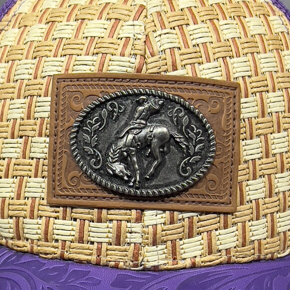 Big Bear Rodeo Snapback Hat Cap Trucker Mesh Straw Weave Western Cowboy Womens - Picture 9 of 14